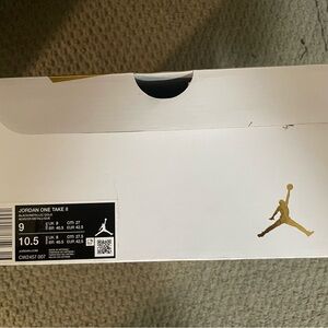 Jordan One Take II White and Gold Sneakers